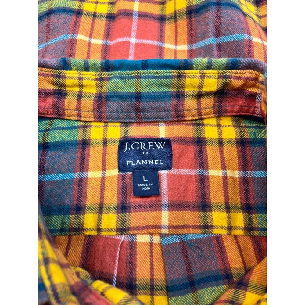 J.Crew Re-Imagined Flannel Shirt Mens L Plaid Button Up‎ Long Sleeve